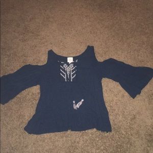 Navy Blue cold shoulder top